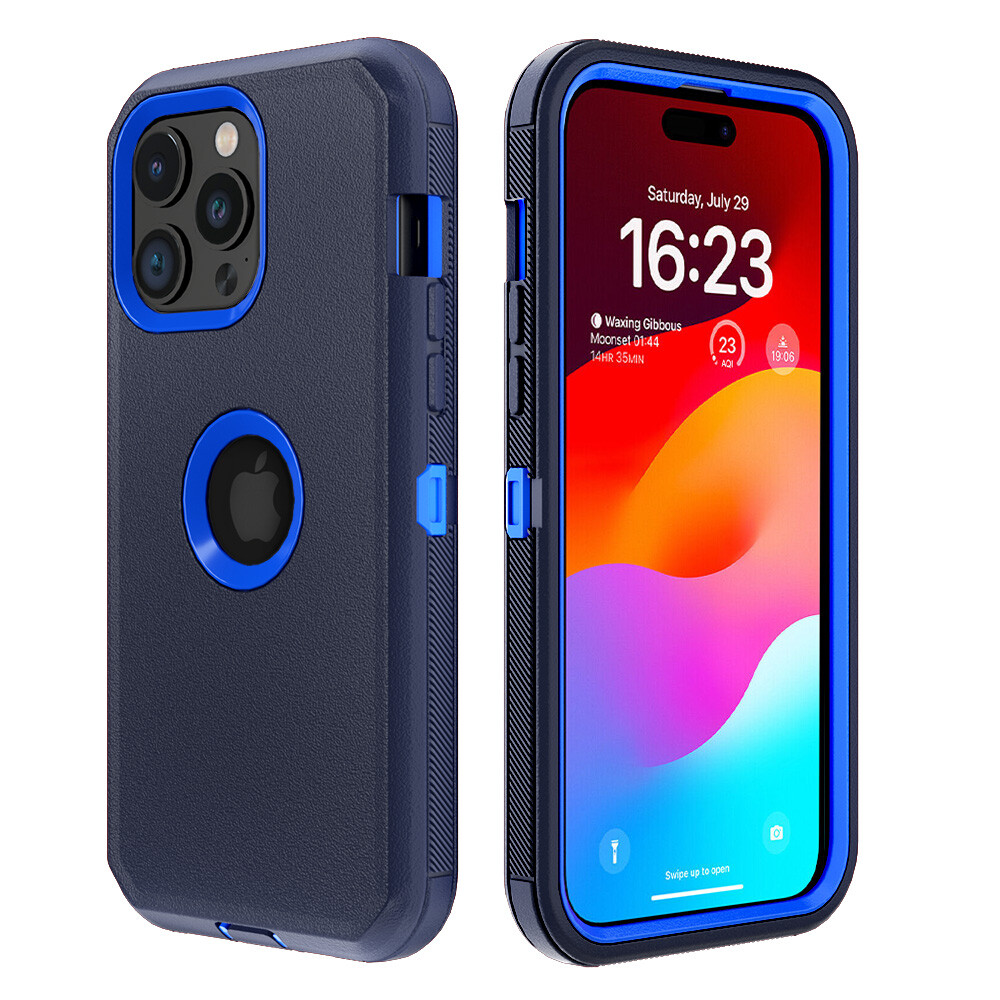 For iPhone 15 Pro Max 15 Case Shockproof Cover+Tempered Glass Screen Protector