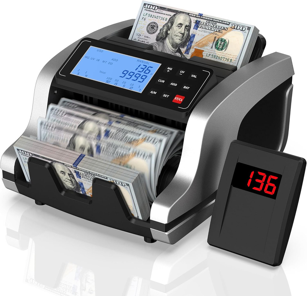 Advanced Money Counter with Counterfeit Detection & External LCD Display