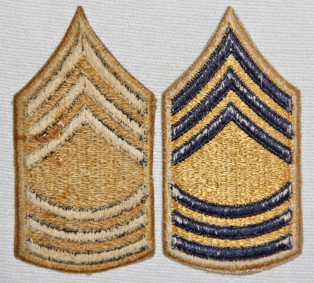 ORIGINAL SMALL SIZE KOREAN WAR COMBAT MASTER SERGEANT CHEVRONS, STRIPES