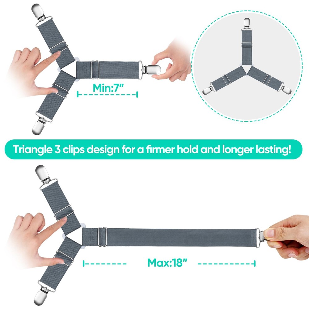 Bed Sheet Straps, Easy to Install Sheet Straps, Fitted Sheet Clips, Adjustabl...