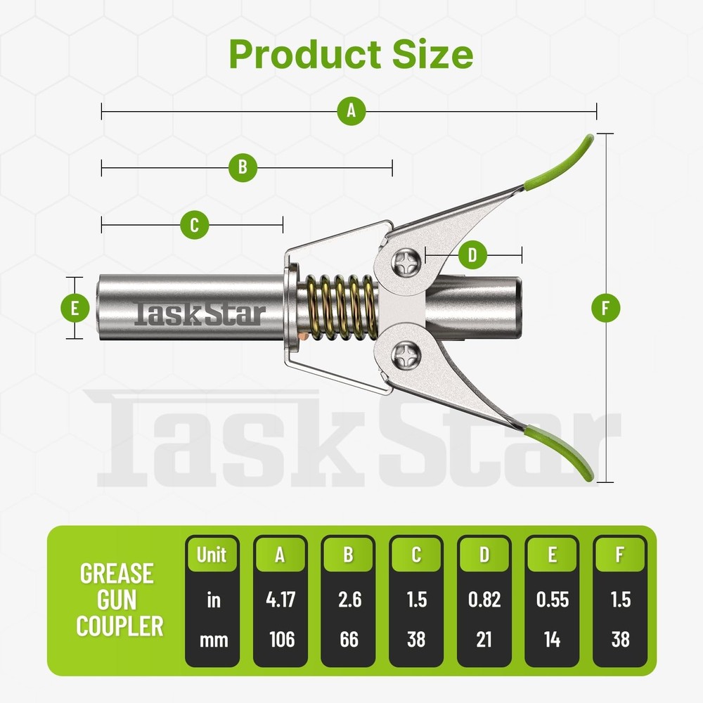 TaskStar 12000 PSI Grease Gun Quick Release Coupler Pro, Green