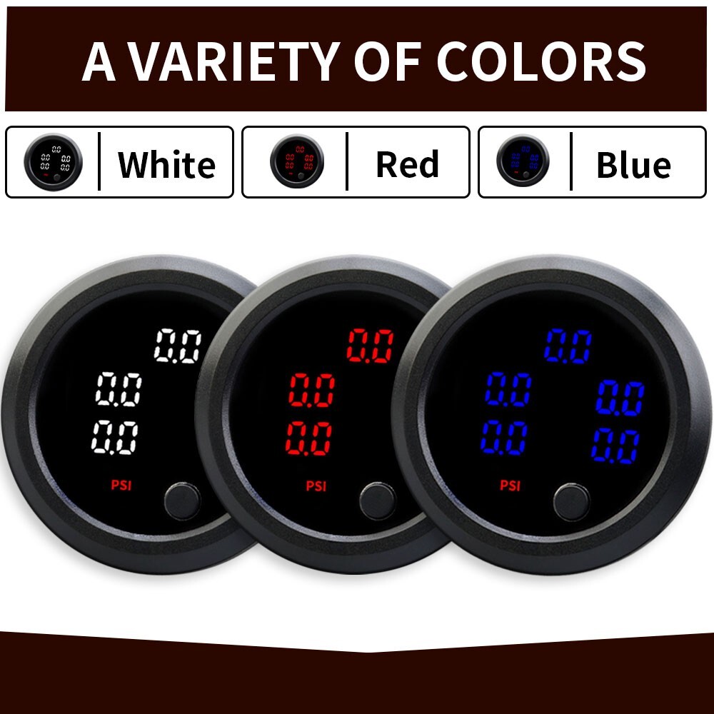 Air Ride Solenoid Valves with Switch Controller +5 in 1 Display Air Ride Gauge