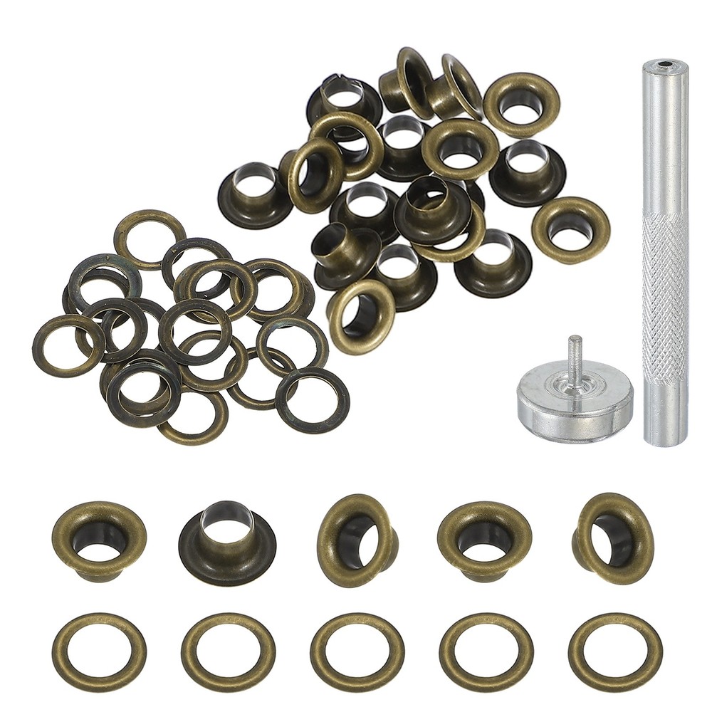 20Set Grommets Eyelets Kit 4mm Copper Eyelets with Setting Tool Bronze