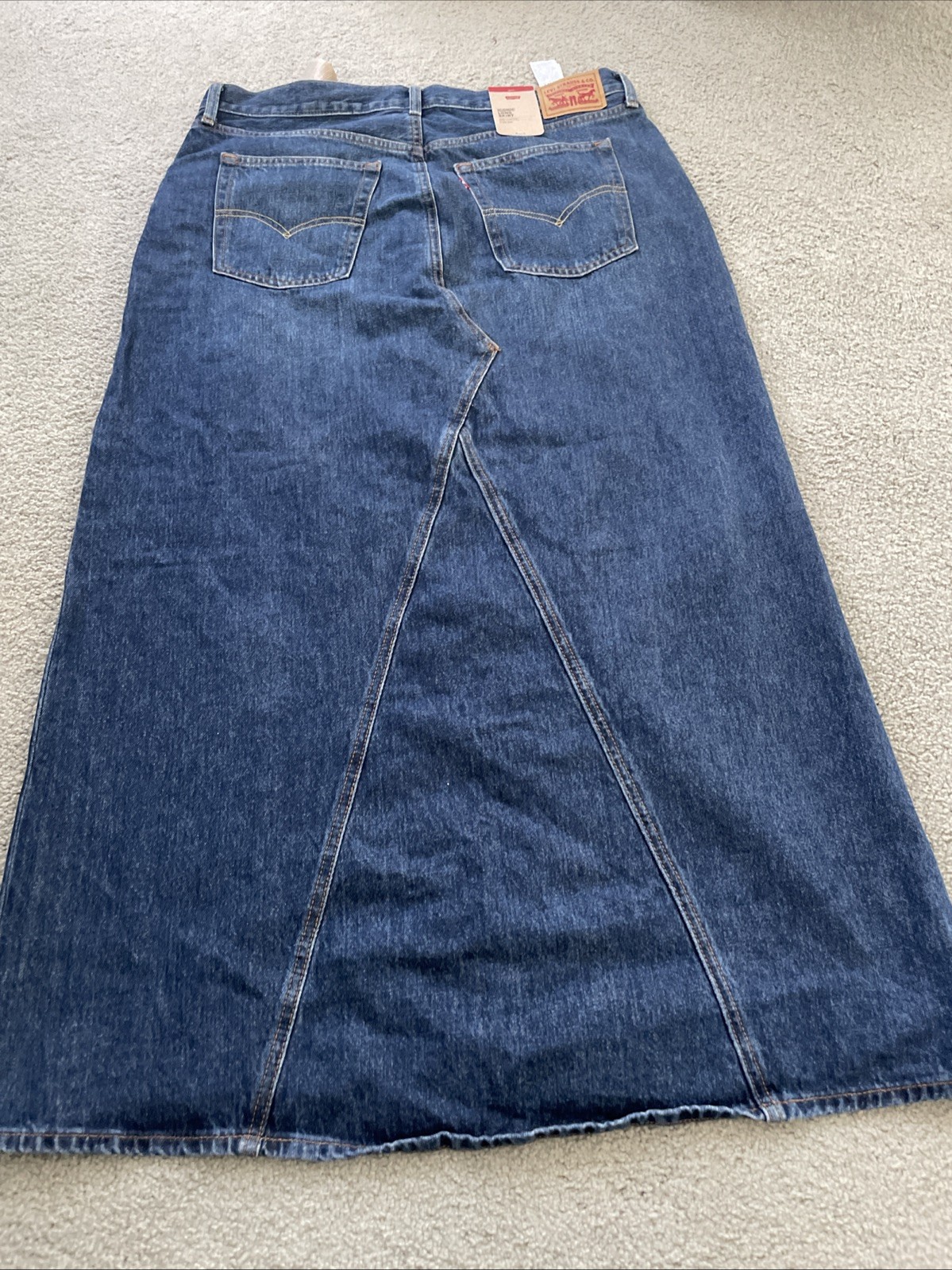 Levi's Women's Iconic Maxi Slit Skirt Dark Blue Tag Sz. 33 Measures 36in Waist