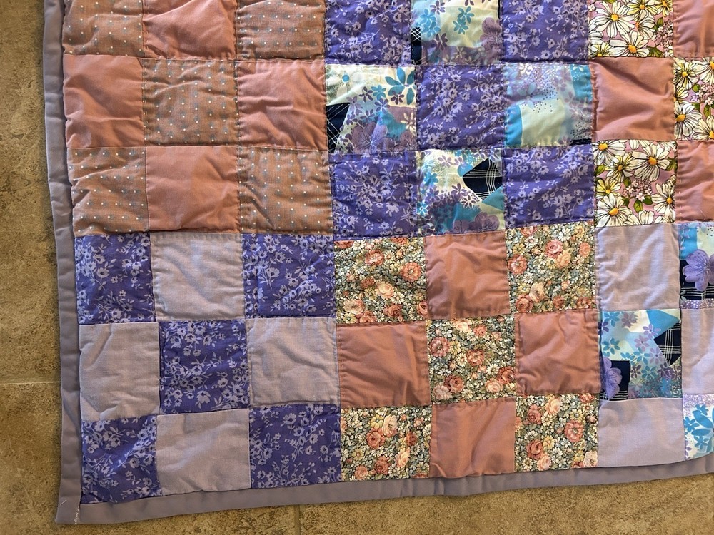 Handmade Nine Patch Patchwork Quilt 54x54” New