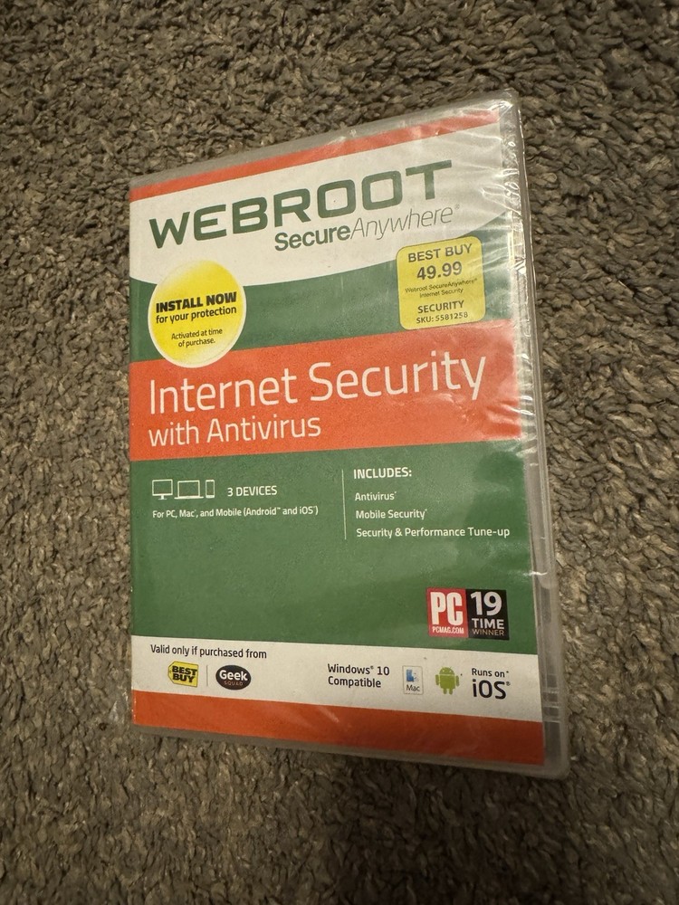 WEBROOT SecureAnywhere Internet Security - BRAND NEW/SEALED