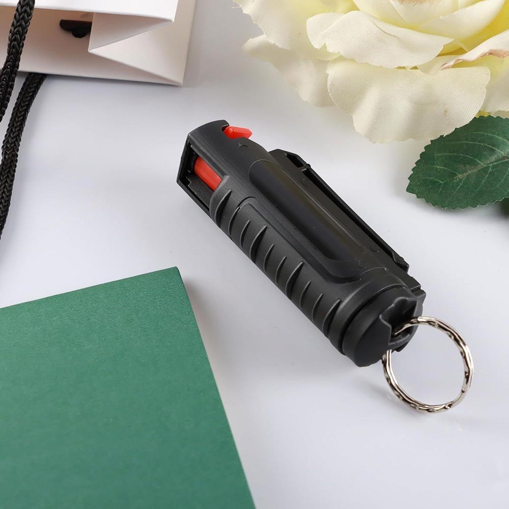 Keychain-Attached Sturdy Fast-Acting Secure Versatile Pepper Spray with Keychain