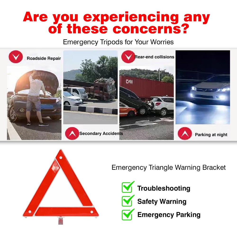 Warning Triangle Vehicle Warning Triangle Car Packed Foldable Car Breakdown Triangle Car Accessories...