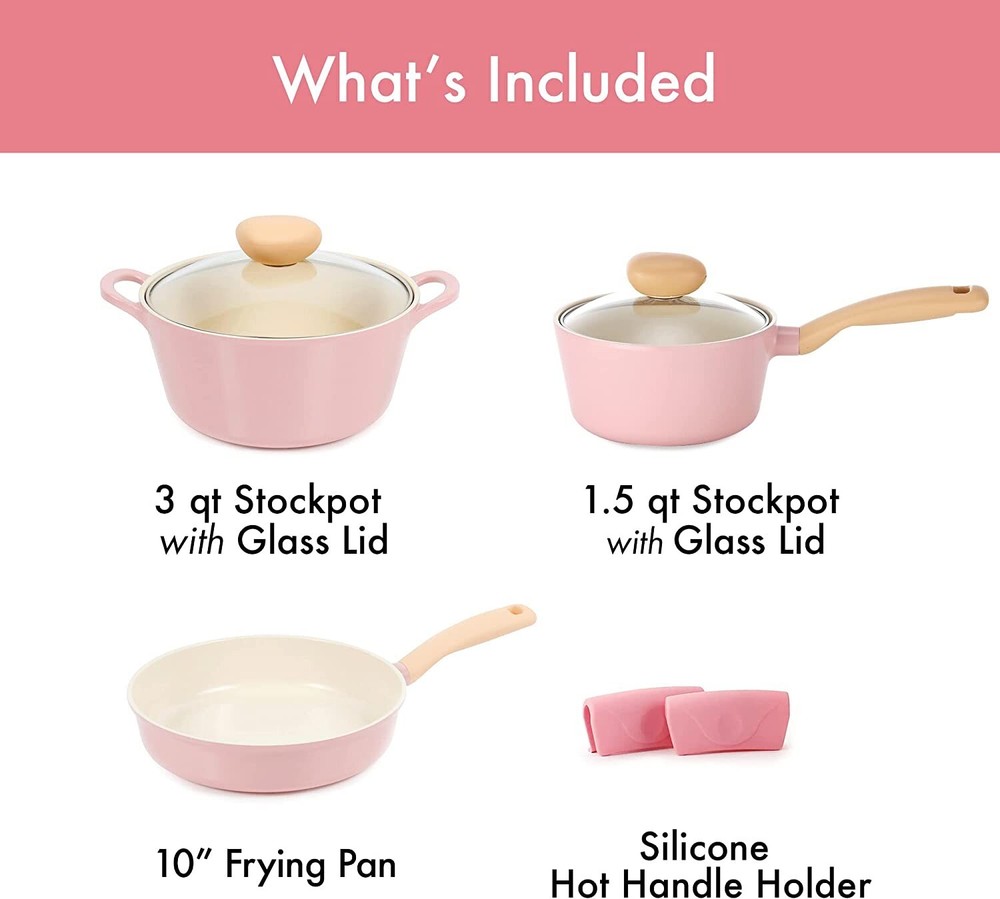 Open Box, Neoflam Retro 5pc Nonstick Ceramic Coating Cookware Set with Lid