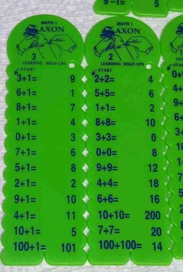 New MATH Wrap Ups Saxon Learning Addition Subtraction 0 - 9 & Extras Class Home