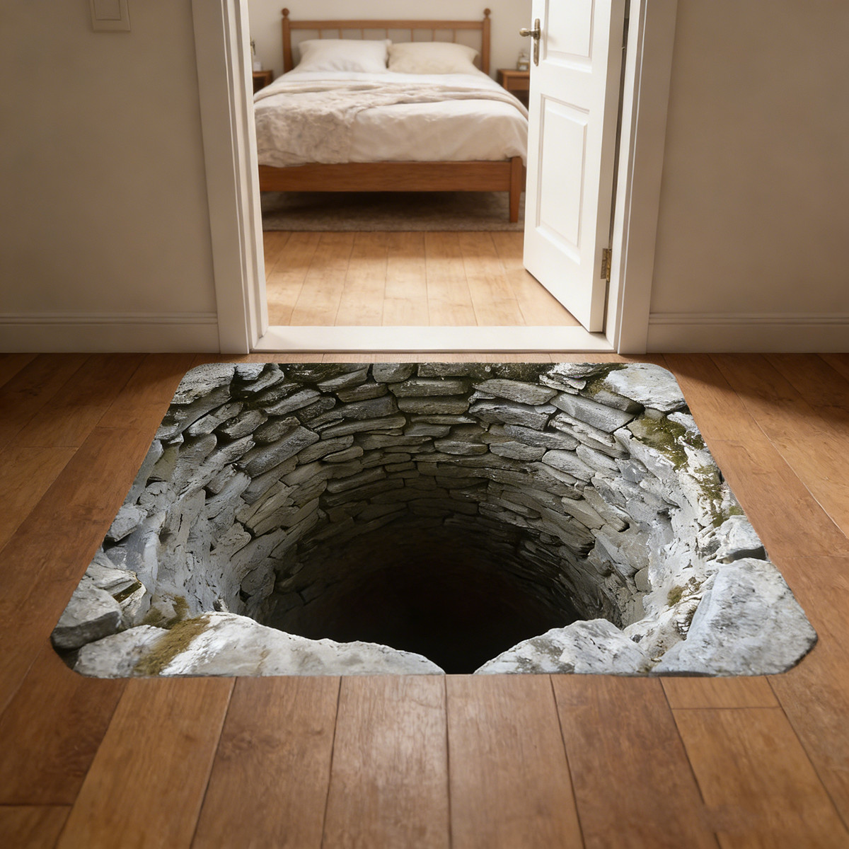 Non Slip Door Floor Mat Washable 3D Optical Illusion Endless Abyss