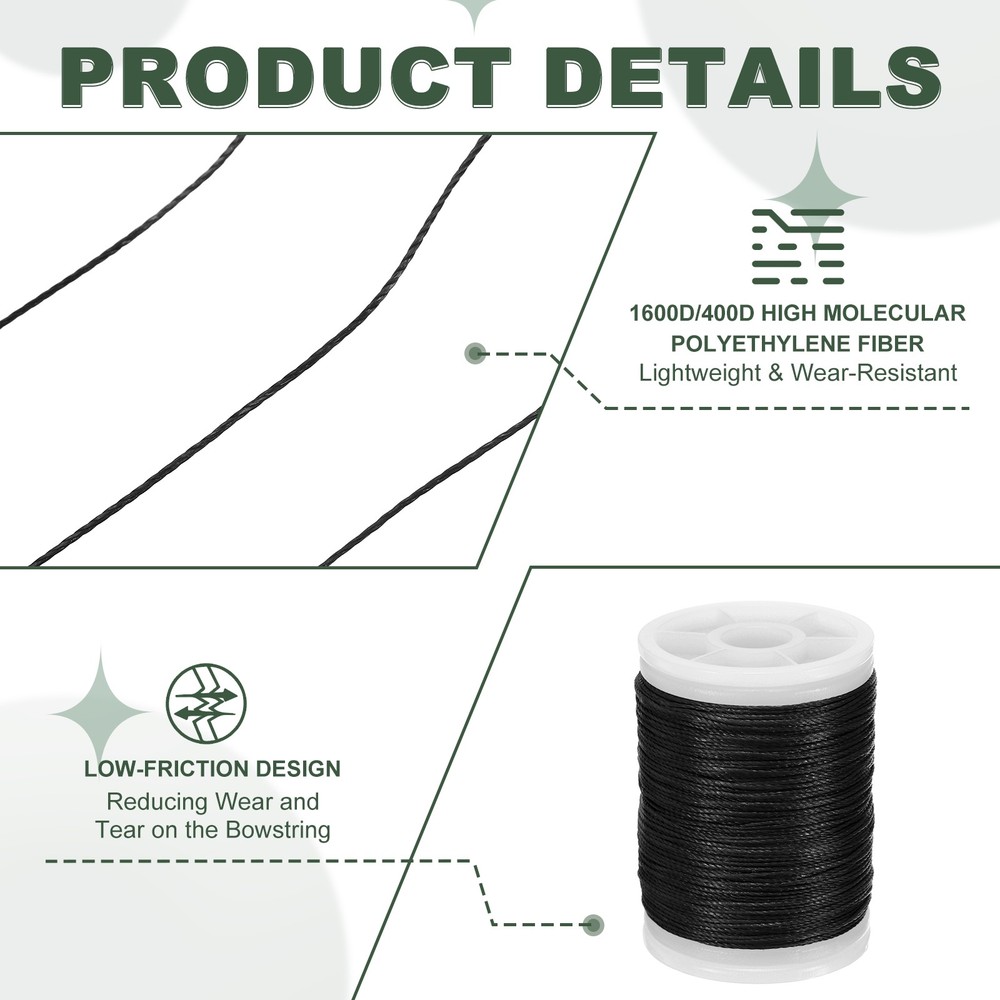 Archery Bow String Serving Thread Bowstring Thread 400D & Black