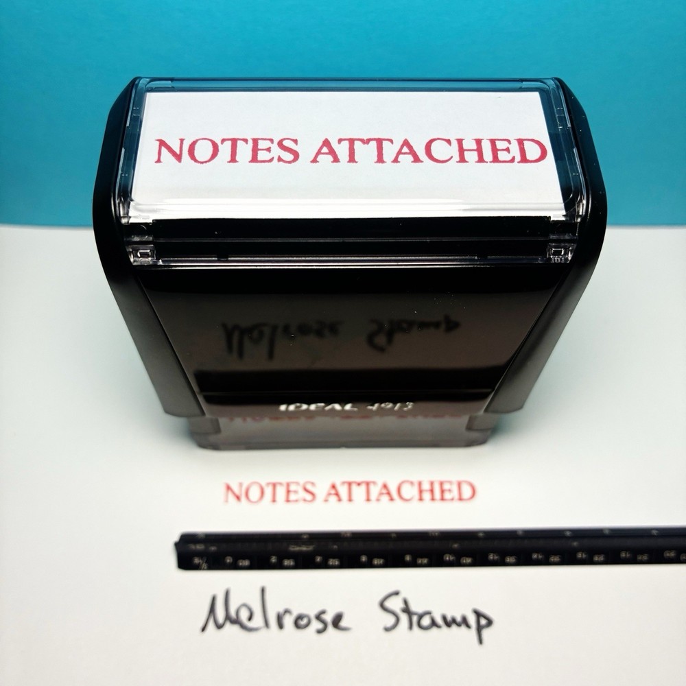 Notes Attached Rubber Stamp Red Ink Self Inking Ideal 4913