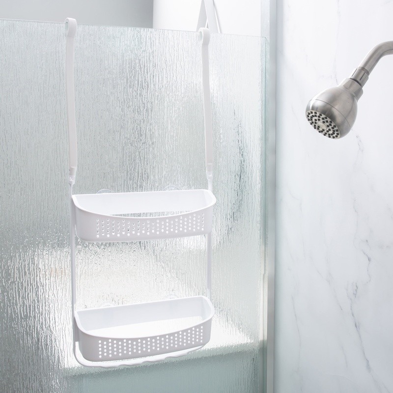 Convertible Shower Caddy 2 Tier Organizer Rust Resistant W/ Accessory Hooks US