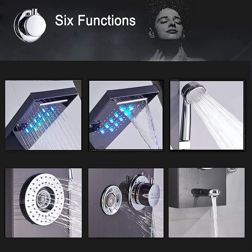LED Rainfall Waterfall Shower Head Shower Panel Tower System Rain Massage System
