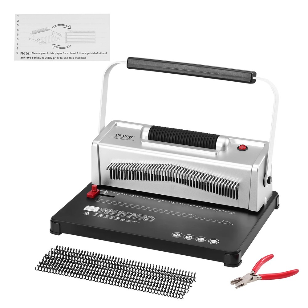 Coil Spiral Binding Machine Book Maker 34-Holes Binding 120 Sheets Punch Binder