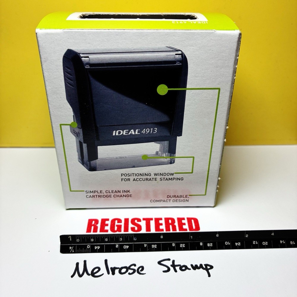 Registered Rubber Stamp Red Ink Self Inking Ideal 4913