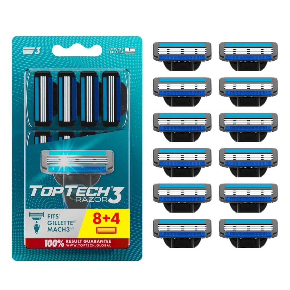Replaceable Cartridges for Manual Shaving Razor - 3-Blade Technology Refills