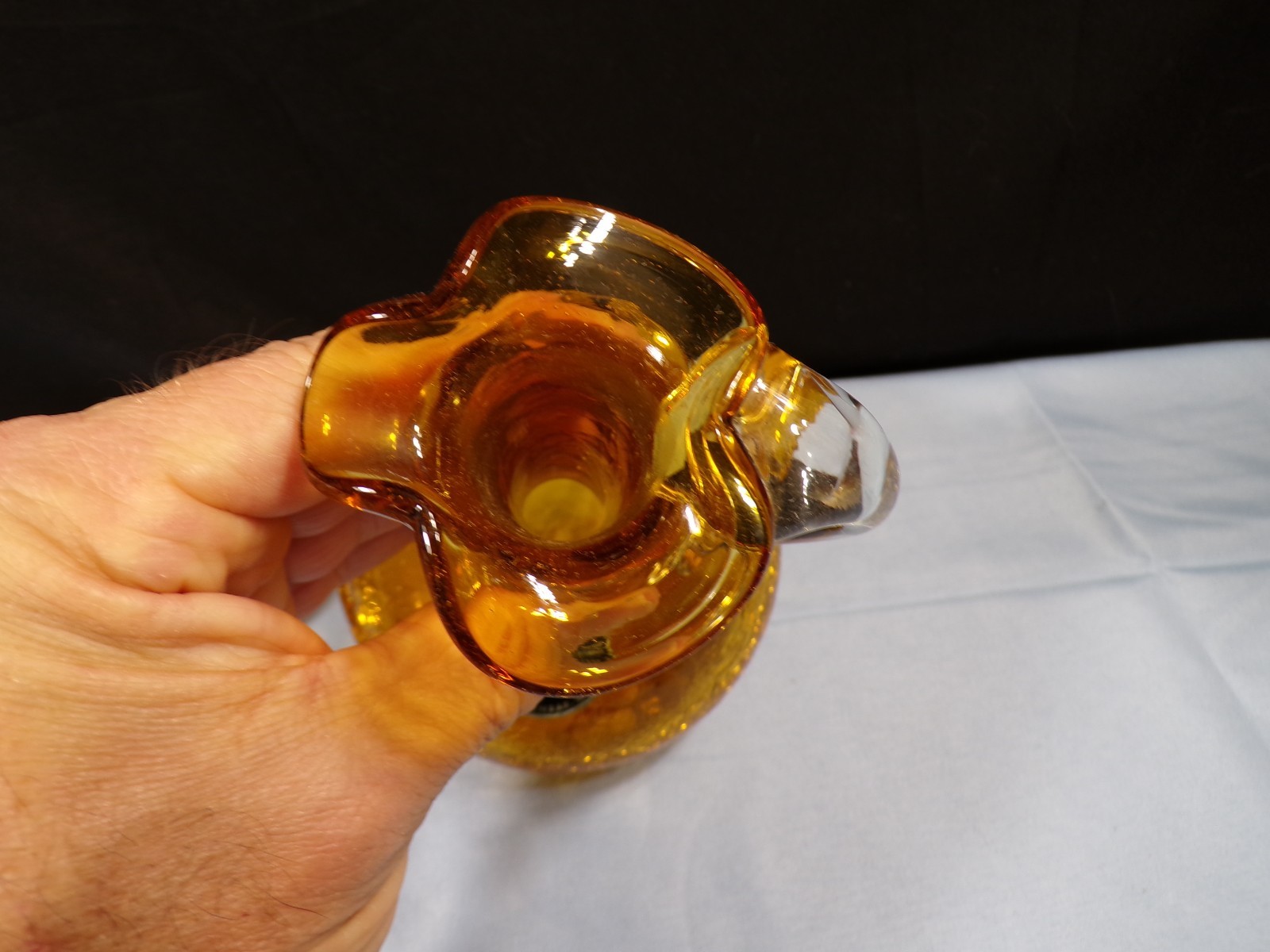 Kanawha Amber Crackle Glass Small Decanter w/ Stopper