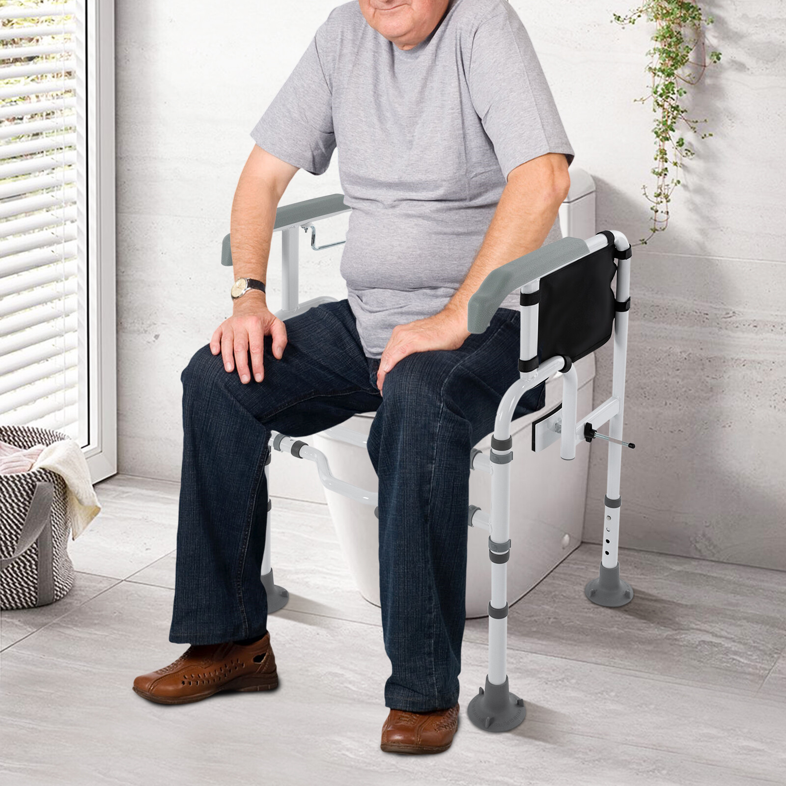 Foldable Toilet Frame Support Standing Aid Safety Grab Handle Elderly Disabled