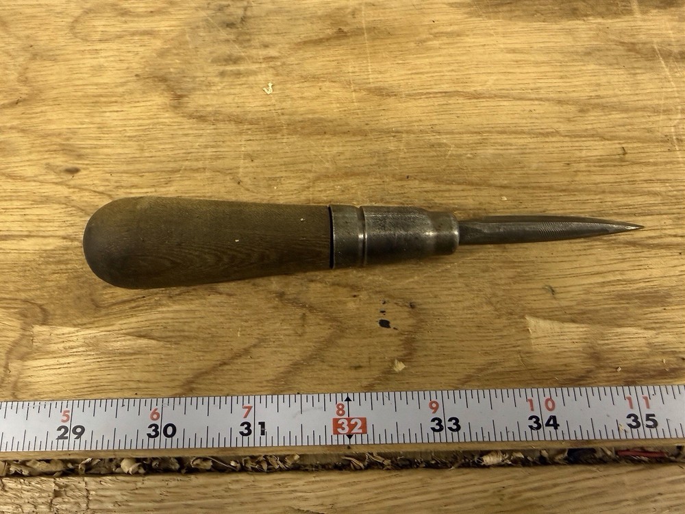 Vintage Wood Handled Tool Pointed Triangular Tip