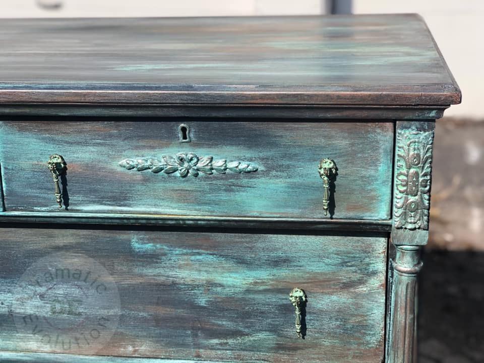 2-3/4" Decorative Rosette Single Mount Drop Pull Antique Verdigris