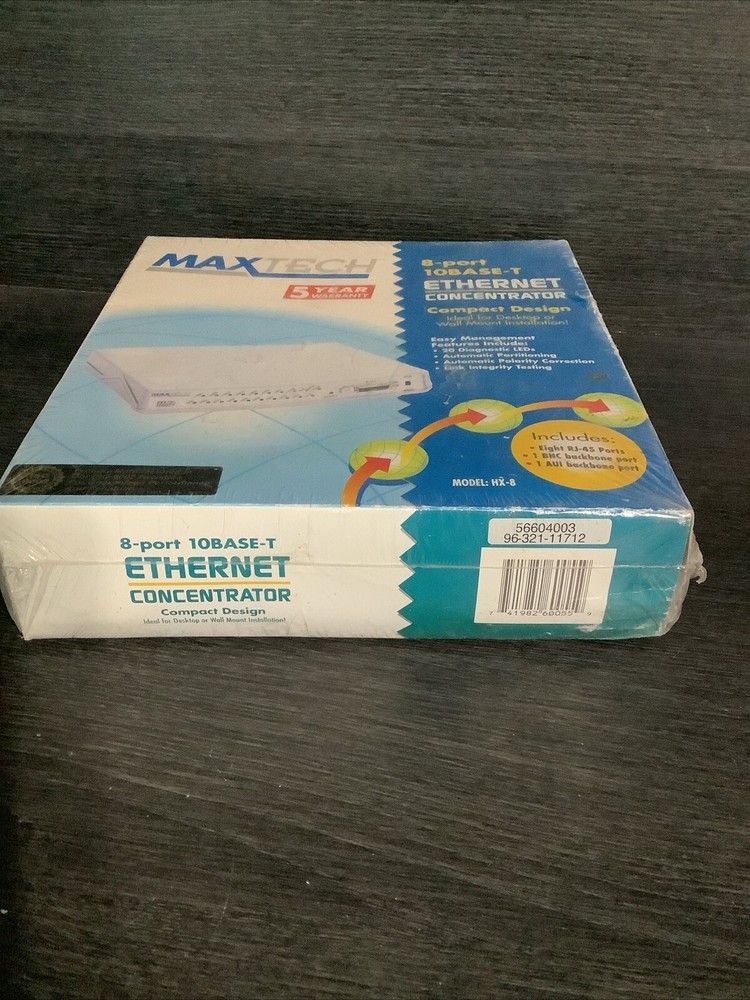 MaxTech 8 Port 10Base-T Ethernet Concentrator Ethernet HX-8