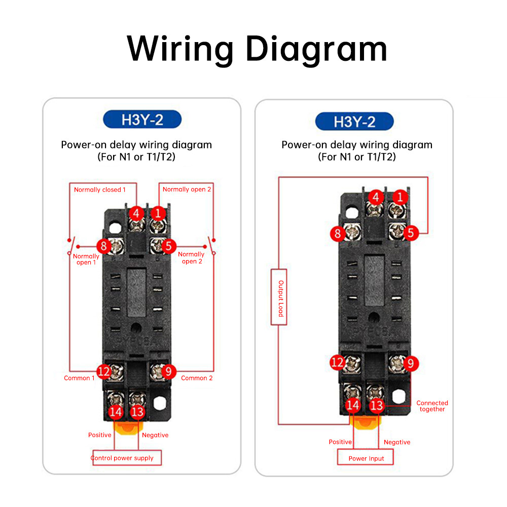 2Pcs Adjustable Digital Time Relay Cycle Time Delay Relay with Base AC 220V