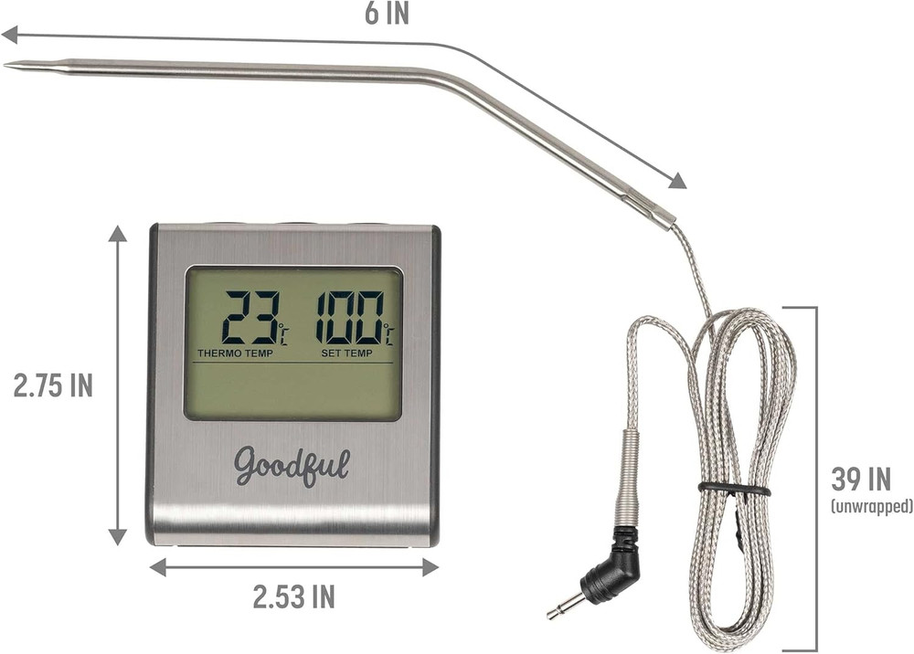 Wired Probe Meat Thermometer with Timer, Programmed with Preset USDA Approved Te