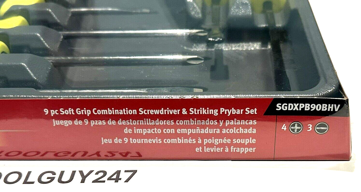 Snap-on Tools SGDXPB90B 9Pc Hi-Viz Screwdriver Prybar Set