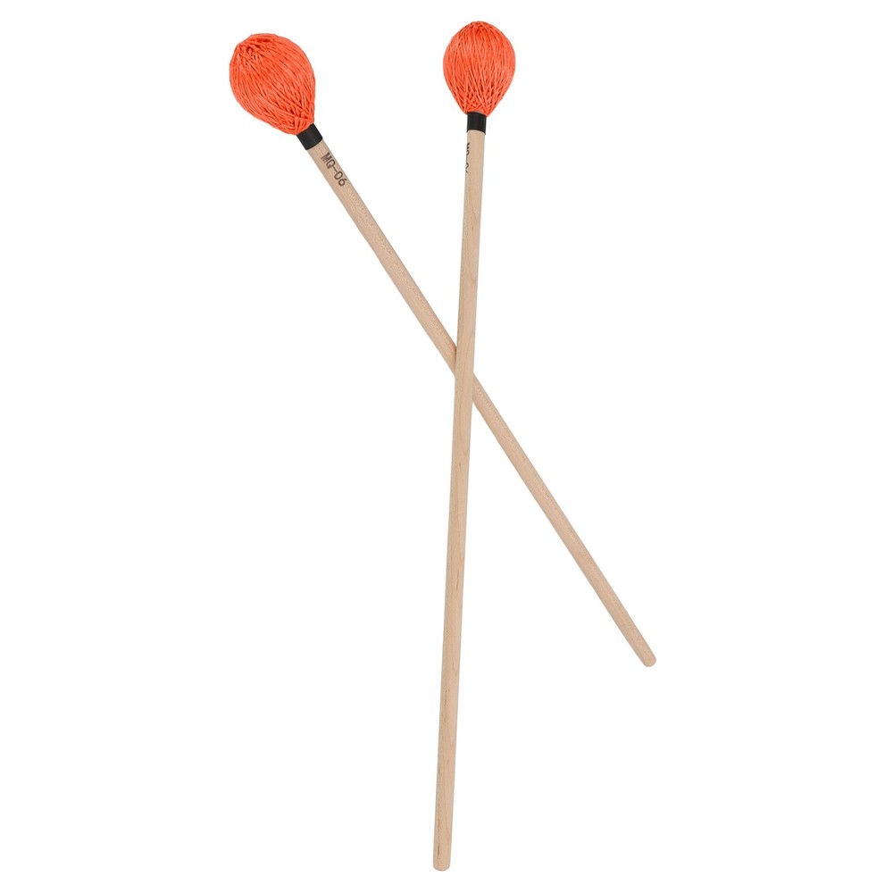 1 Pair Medium Hard Marimba Mallets For Percussion Playing Orange Excellent