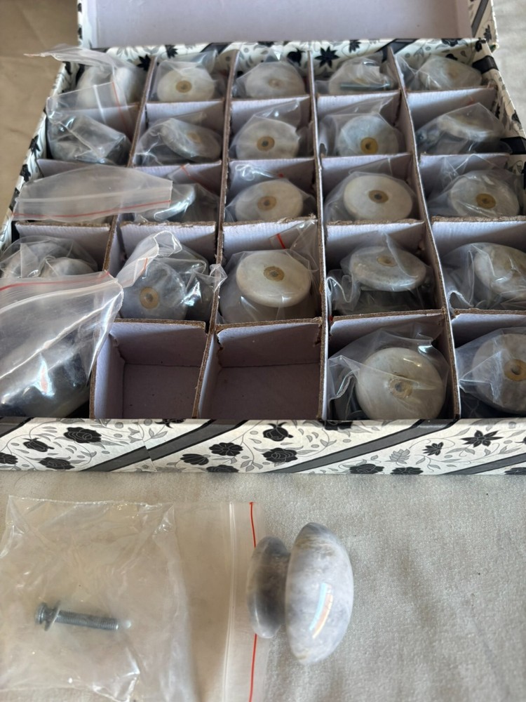 (24) NEW Kitchen cabinet drawer knobs Handle door pull real marble GRAY DK11