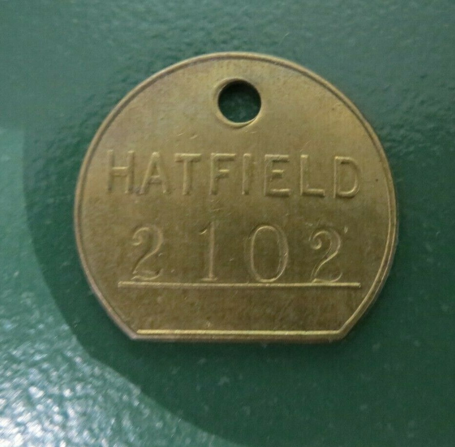 Colliery Pit Check Tally - marked HATFIELD 2102
