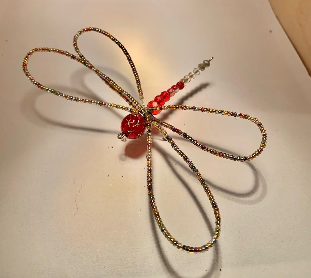 Handmade Beaded Wire MULTI-COLOR DRAGONFLY