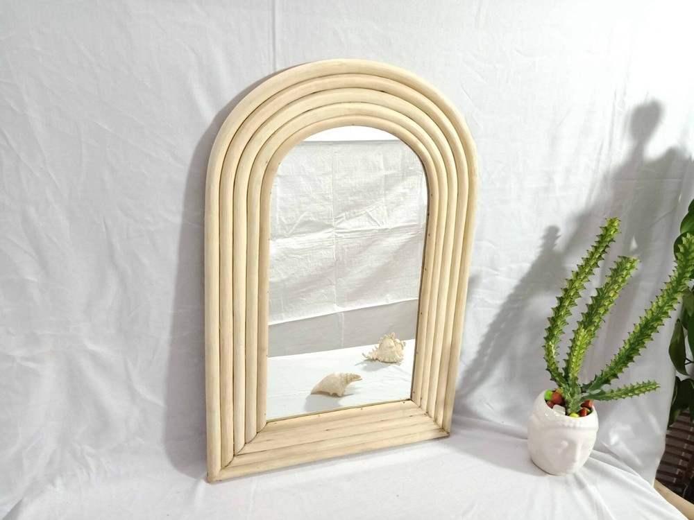 Handmade Rattan Mirror, Rattan Rectangle Mirror, Cane Mirror, Boho Mirror Mirror