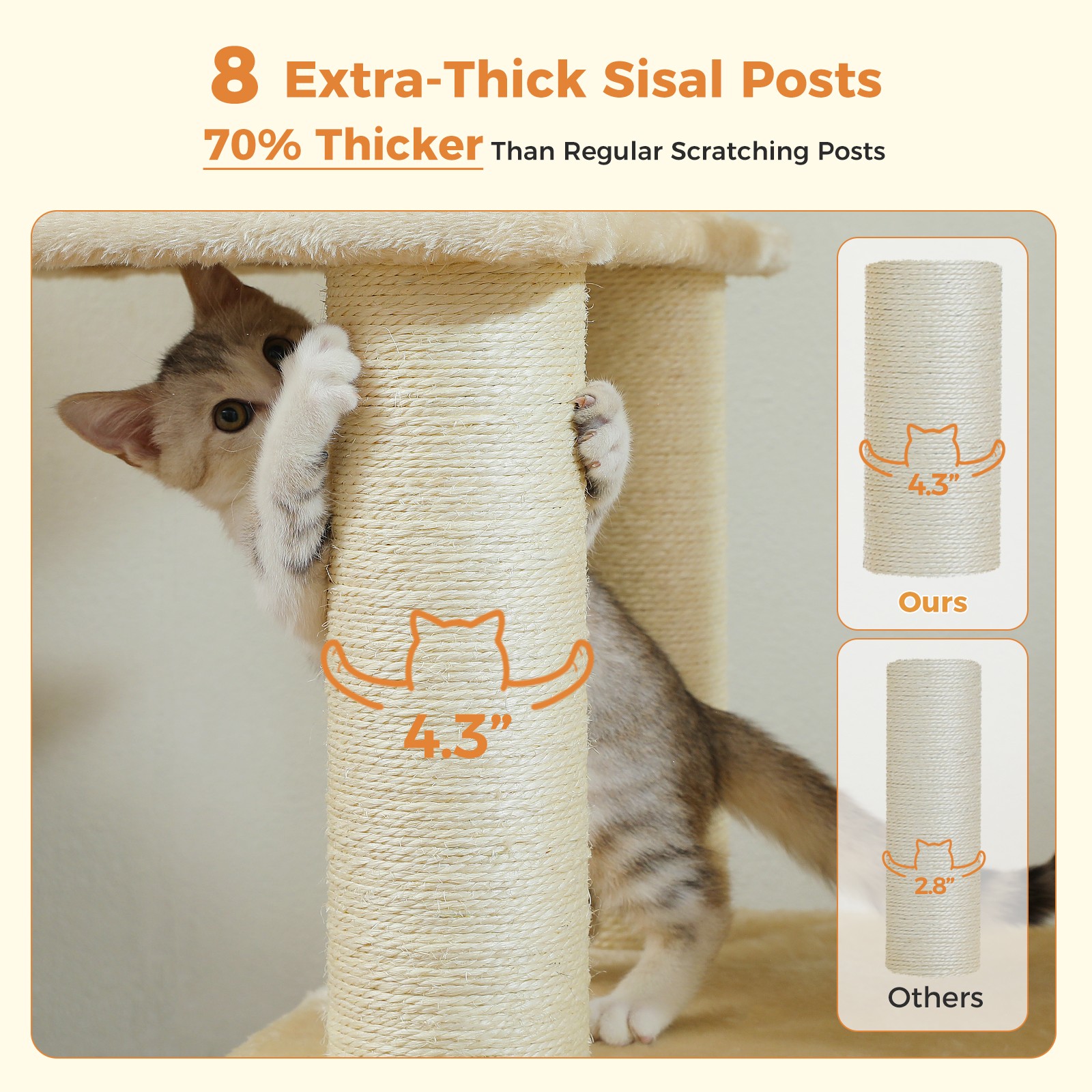 PAWZ Road Maine Coon Cat Tree 67-Inch Heavy Duty Cat Tower for Indoor Large Cats