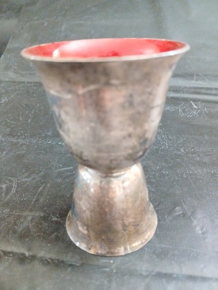 Reed & Barton Red & Green Silver Plated Double Jigger