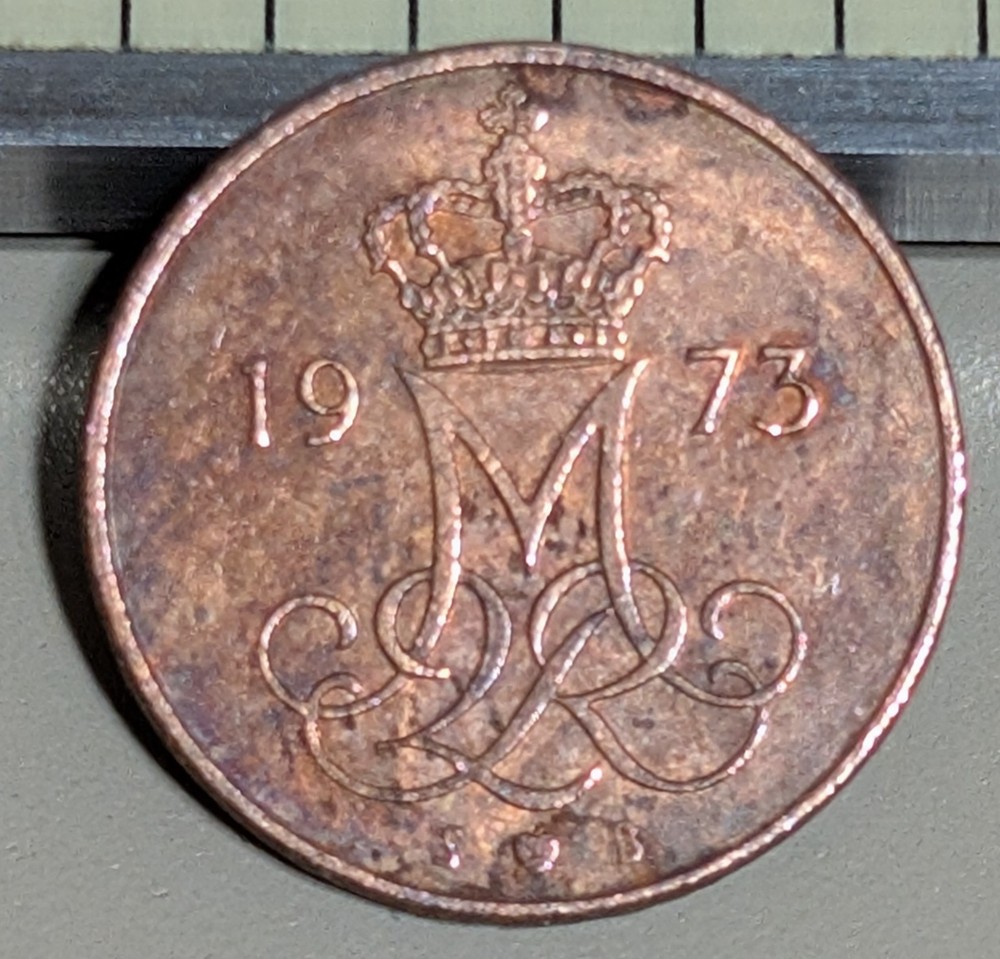 1973 Denmark 5 Ore Circulated KM# 859.1