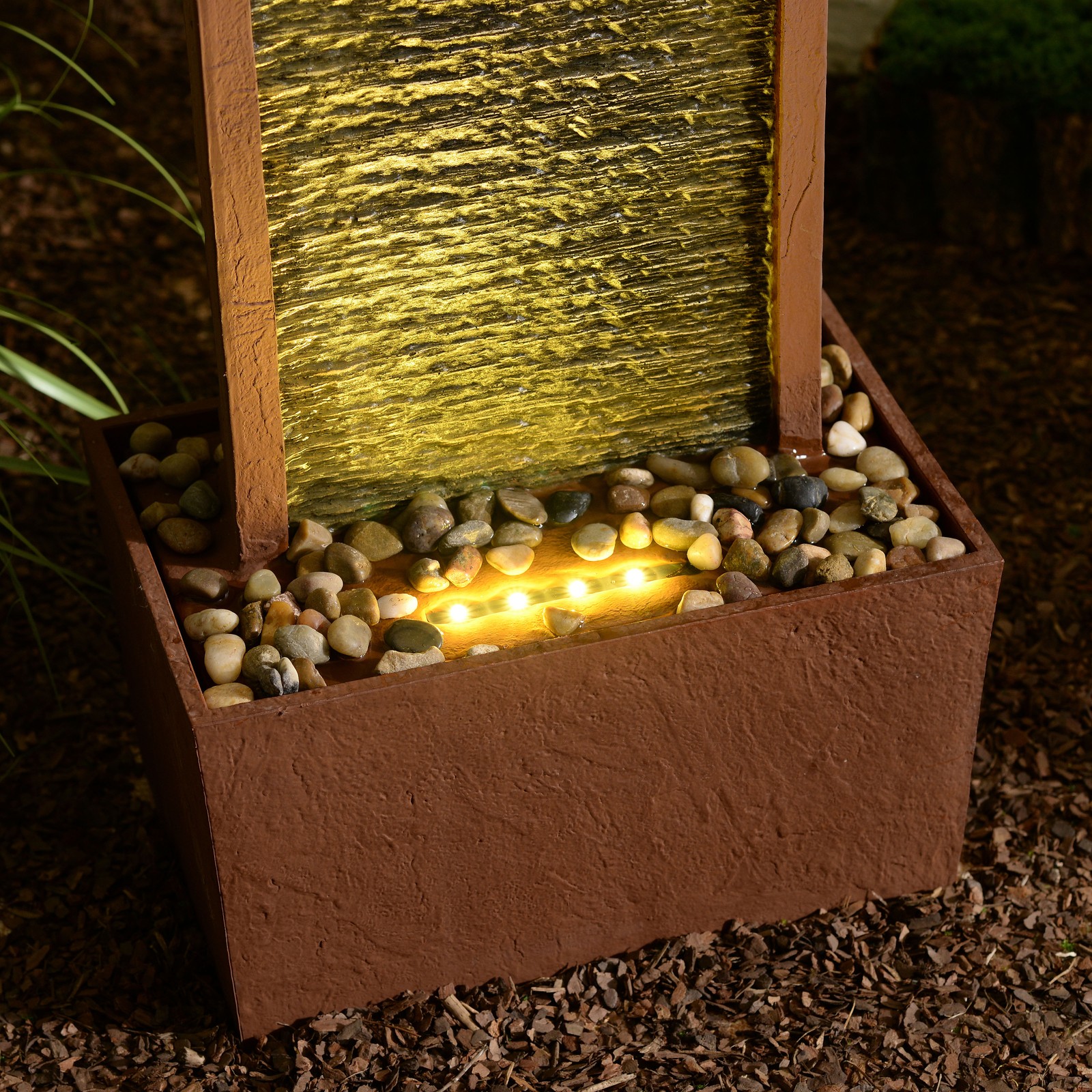 Teamson Home 38.5" Outdoor LED Waterfall Fountain, Red Rock