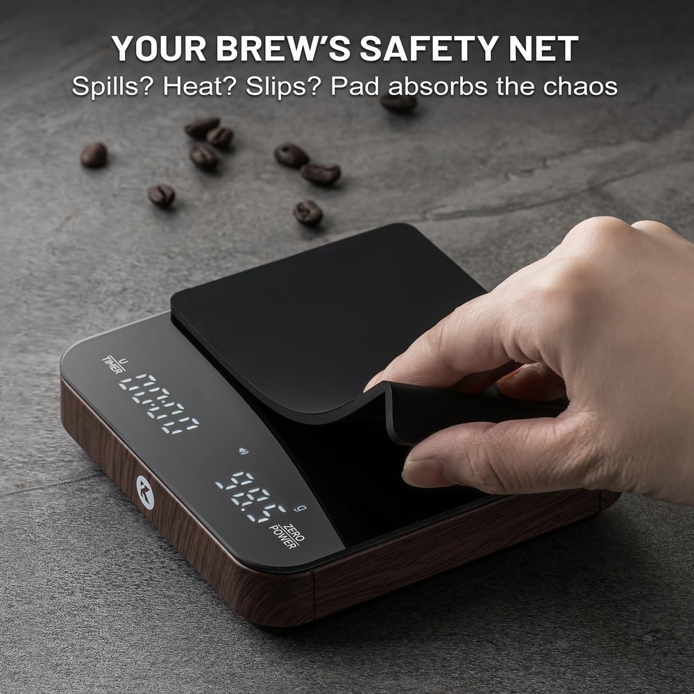 KitchenTour Coffee Scale With Timer 0.1g/2000g Precision LED Display Wood