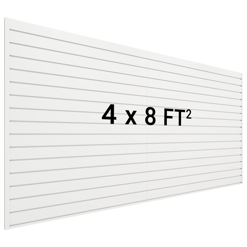 Slatwall Panel 8 FT x 4 FT, Interlocking Slat Wall Paneling, Wall Mounted PVC...