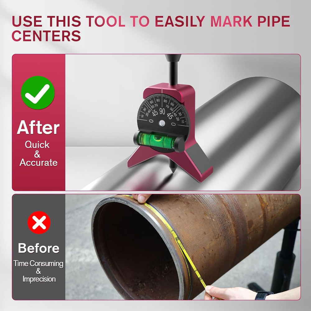Pipe Center Finder, Pipefitter Tools W/Magnetic Centering Head, Pipe Fitting Too