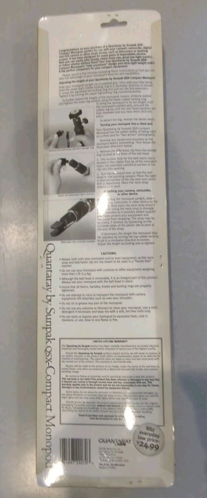 Quantaray QSX Compact Monopod by Sunpak, New Unopened