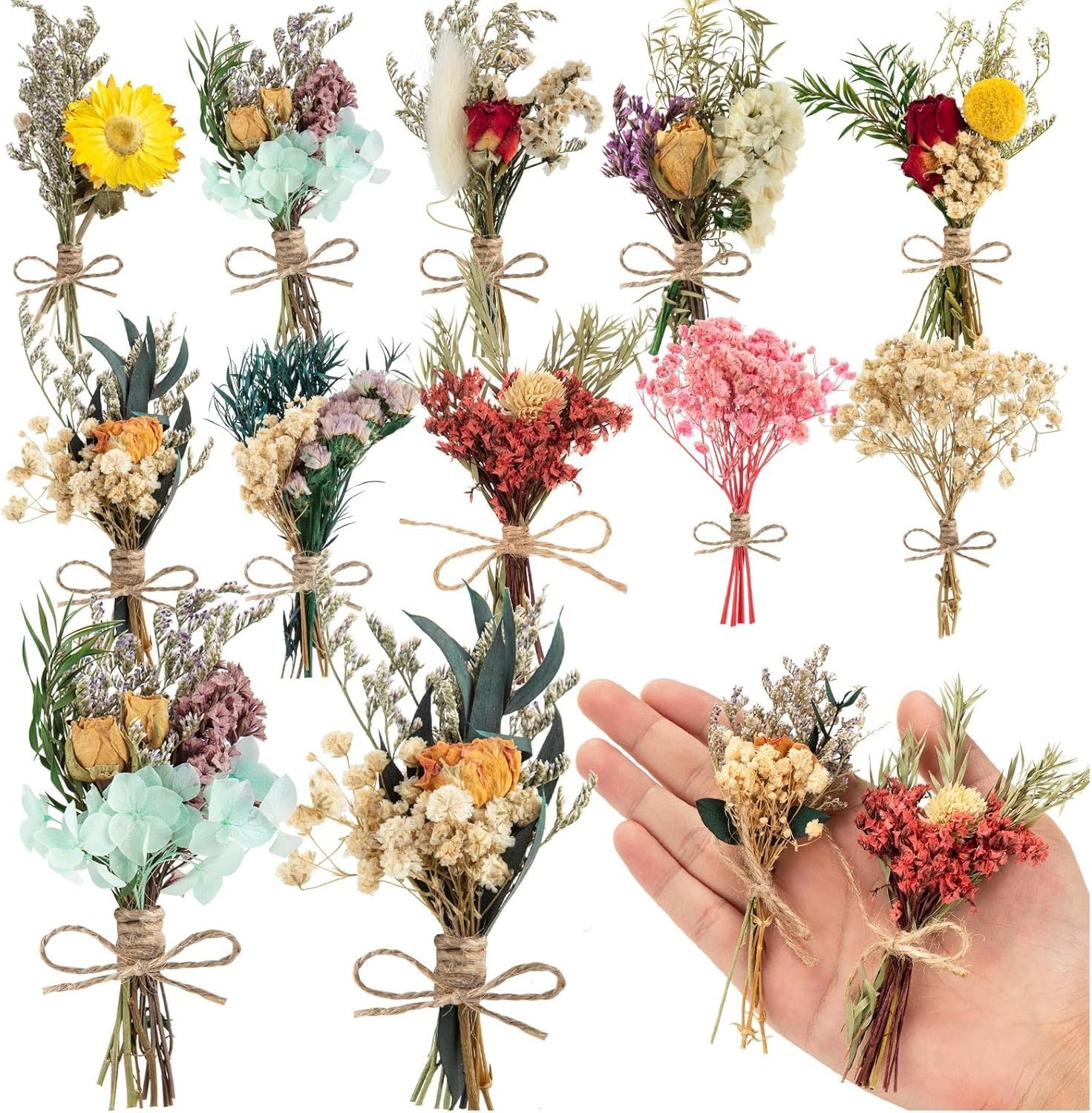 "10 PCS Dried Flowers - Mini Dried Flower Bouquet Wildflower Decor "