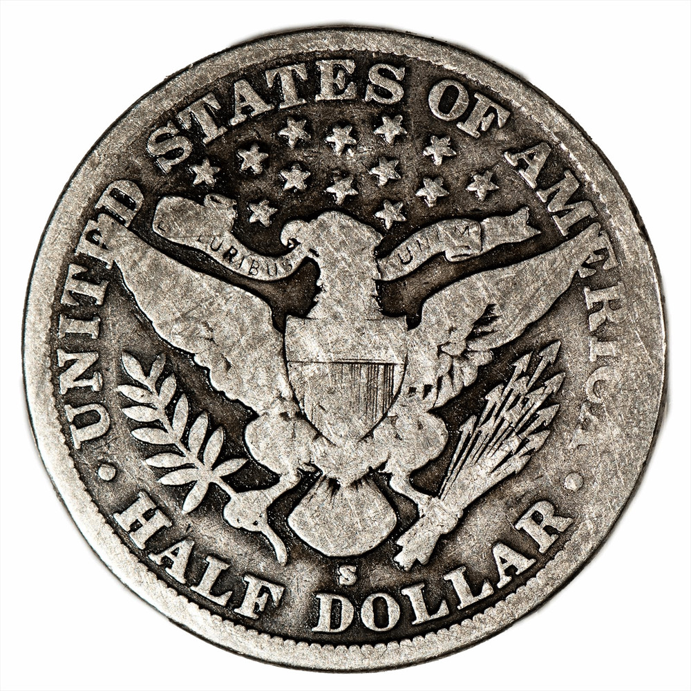 1901S Barber Half Dollar 50C Raw