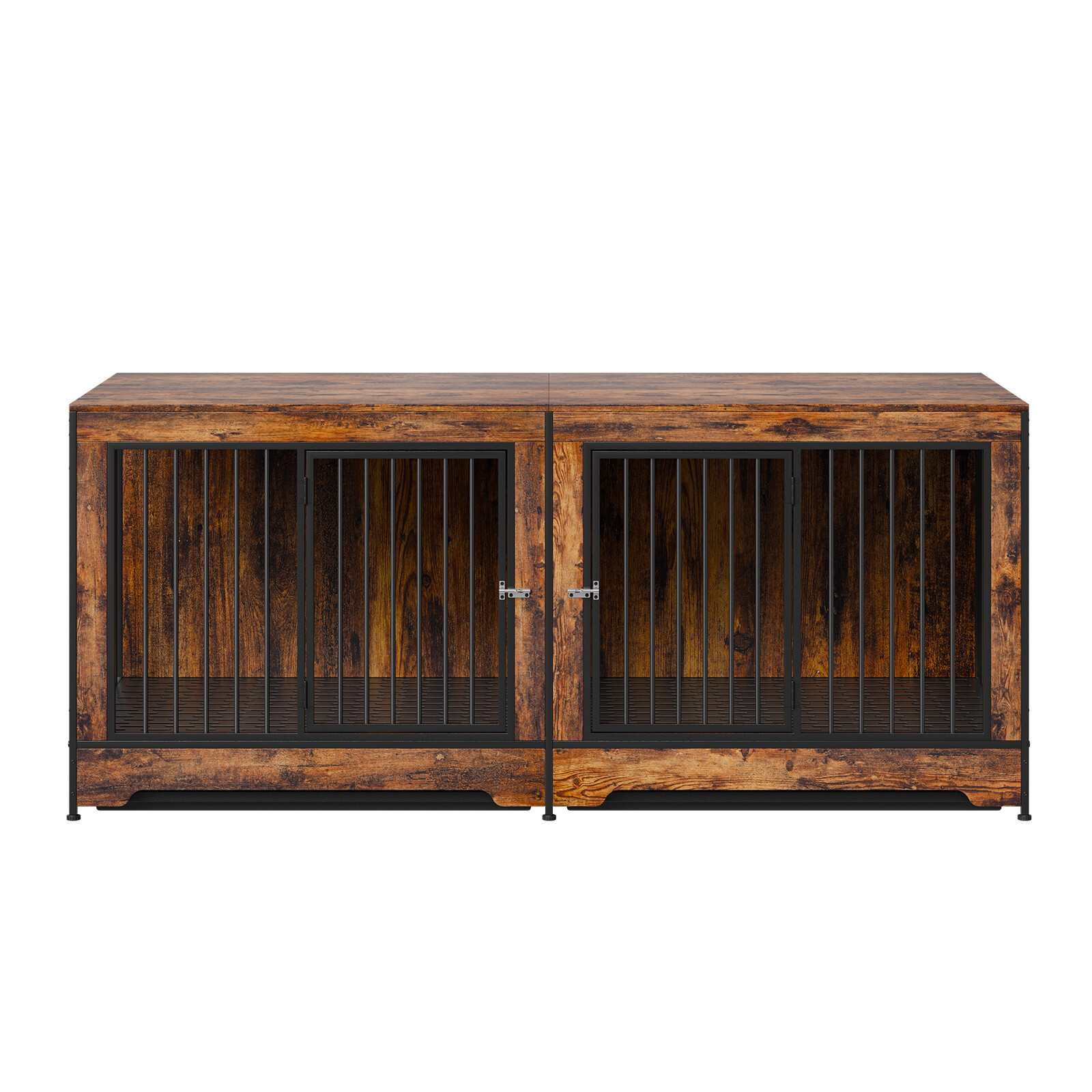 Dog Crate Furniture 75 in Indoor Wooden Dog Kennel with Divider and Tray