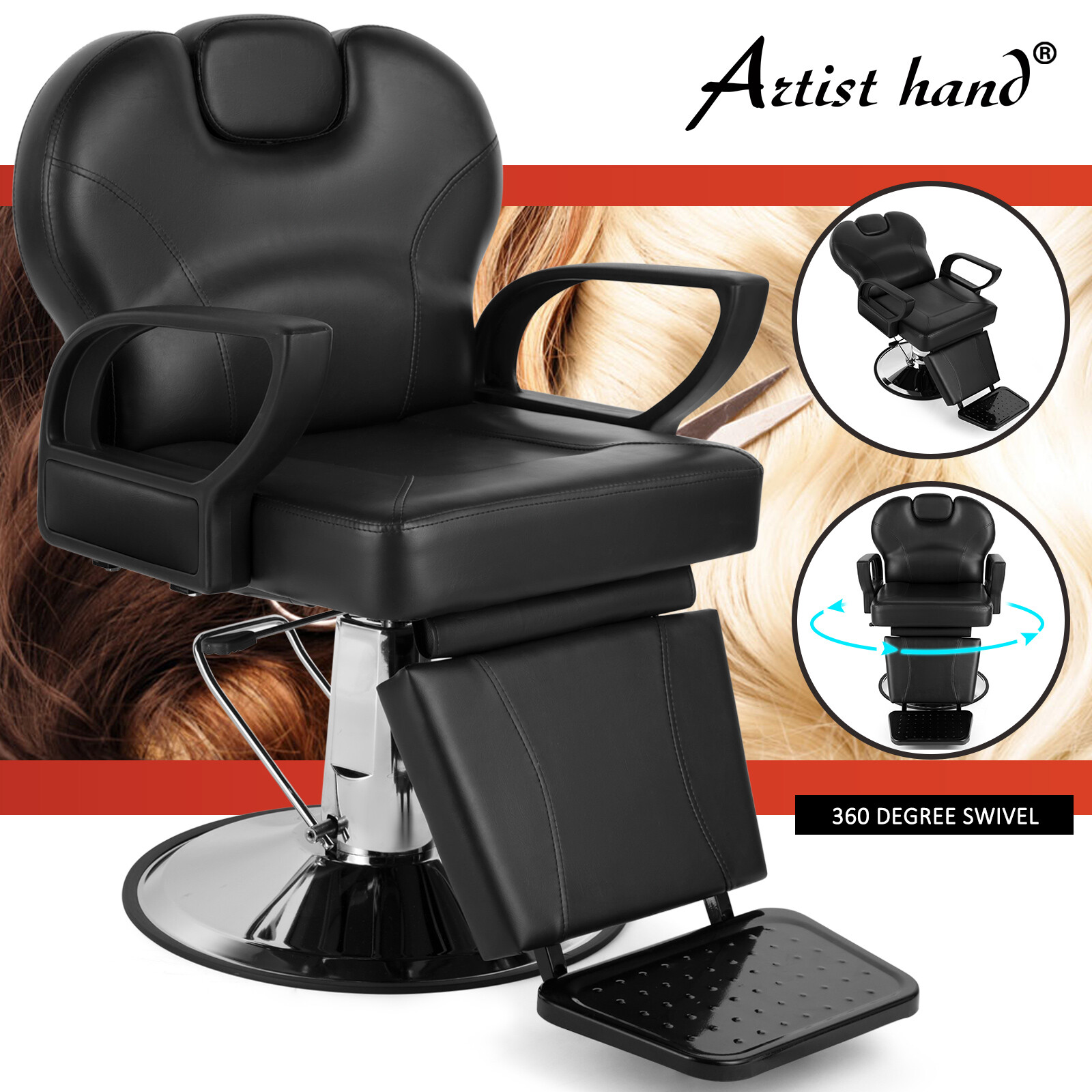 Black All Purpose Reclining Hydraulic Barber Chair Heavy Duty Salon Spa Beauty