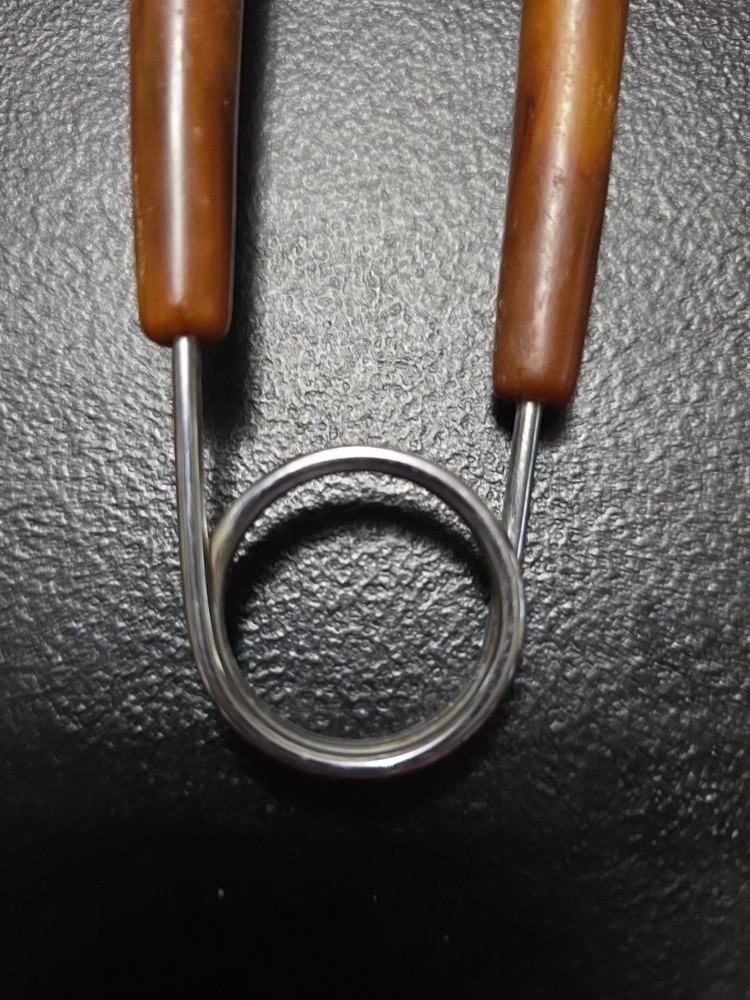 Vintage Spring Loaded Meat Serving Fork 50s Bakelite Handle