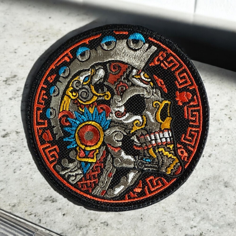 Aztec Skull Embroidery Patch 4.07" X 4.07"