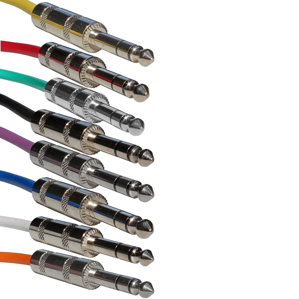 8 pack colored 6 ft foot 1/4 TRS stereo shielded balanced audio patch cable cord